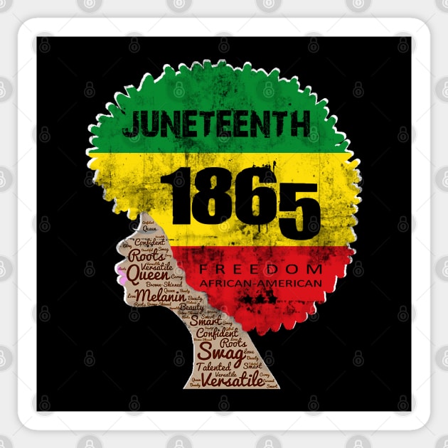 Juneteenth African American Flag Melanin Afro Artwork Women Sticker by Studio Hues
